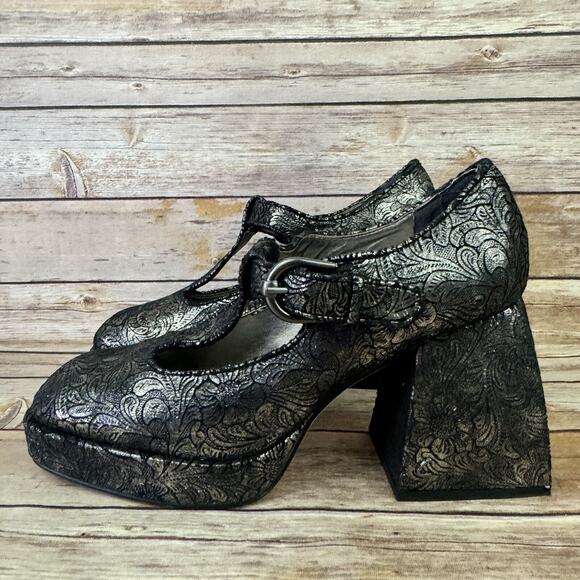 Sam Edelman Womens Metallic Black Pewter Kay Platform Mary Jane Shoe 8.5 - Picture 3 of 7